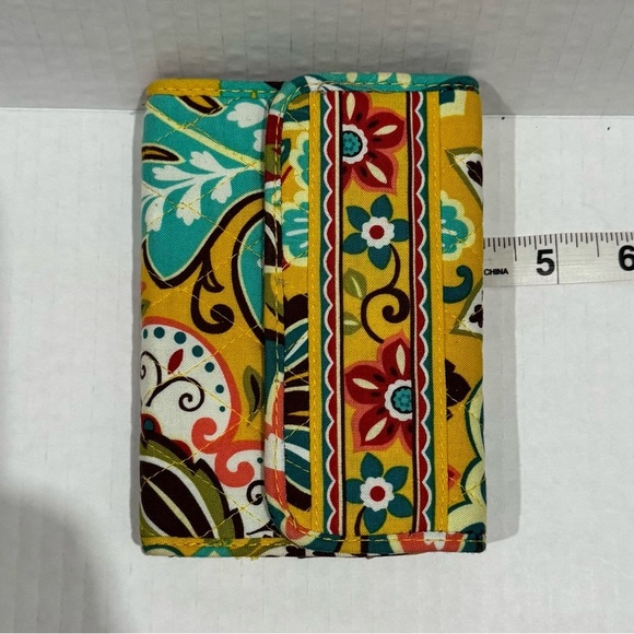 Vera Bradley Provencal Euro Wallet Yellow Multi Paisley Floral Folding Snap - Picture 10 of 11
